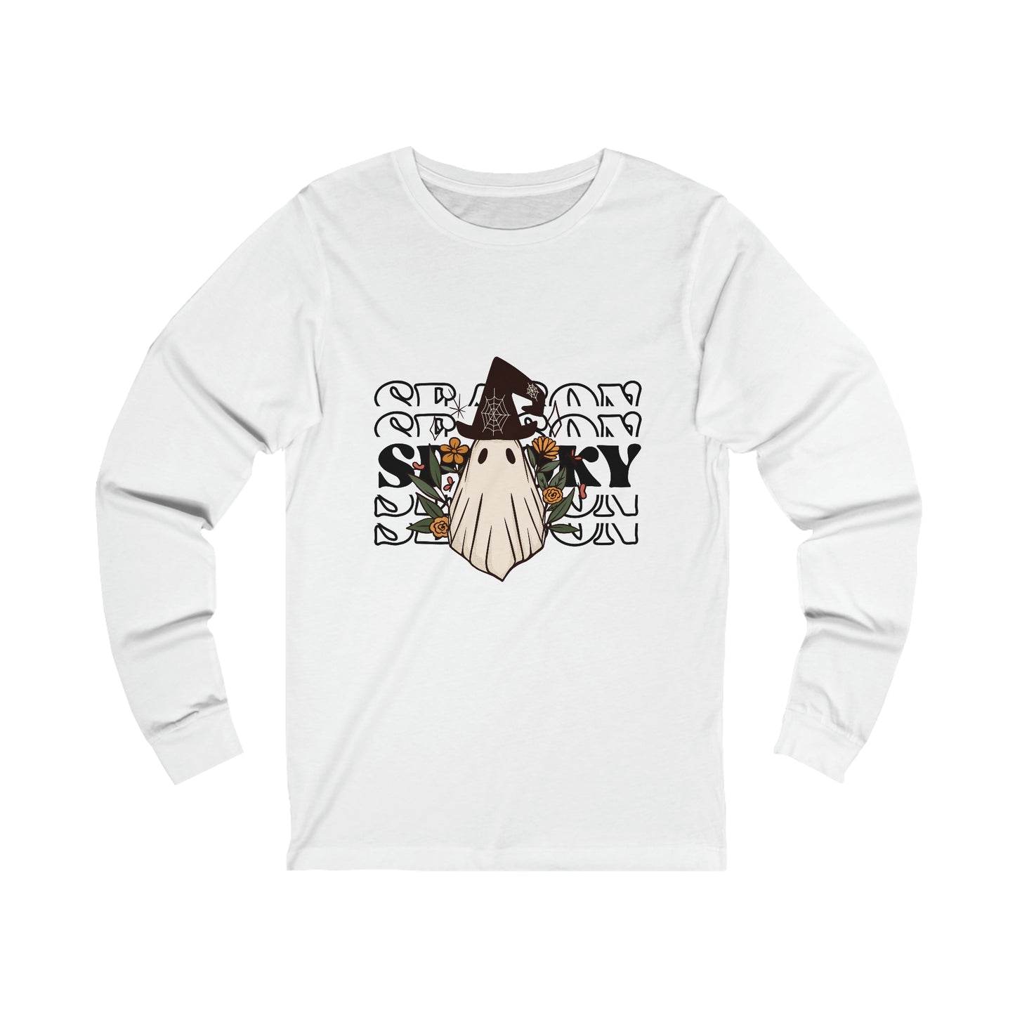 Spooky Season Retro Ghost Long Sleeved Tee