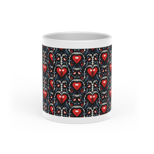 Heart-Shaped Mug With Cute Nordic Pattern Mug